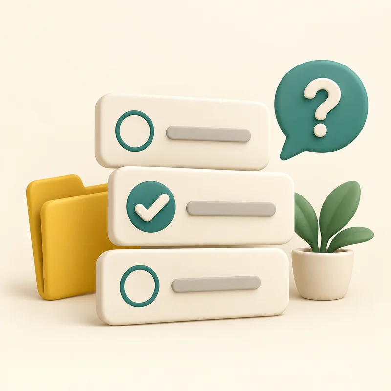 Three answer cards with one checked choice represent checking your understanding.