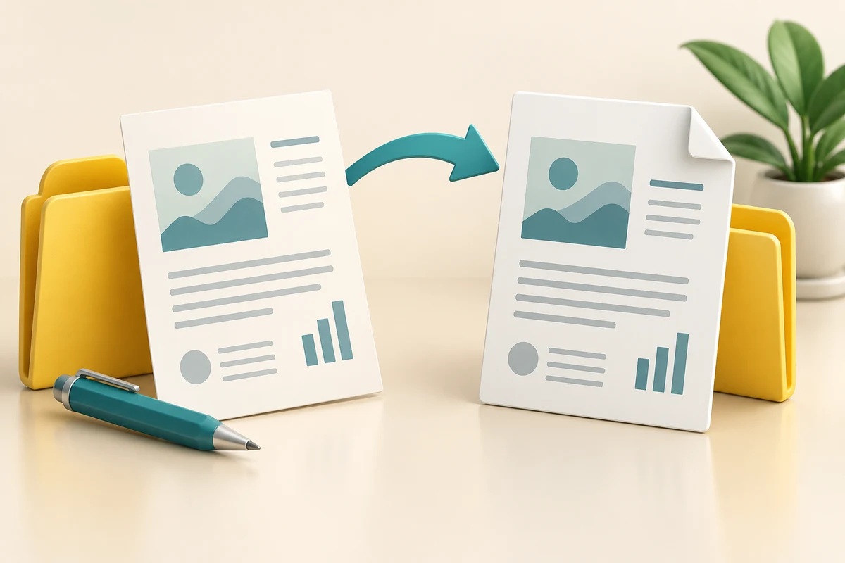 An original document and a separate copy show the same overall page layout.