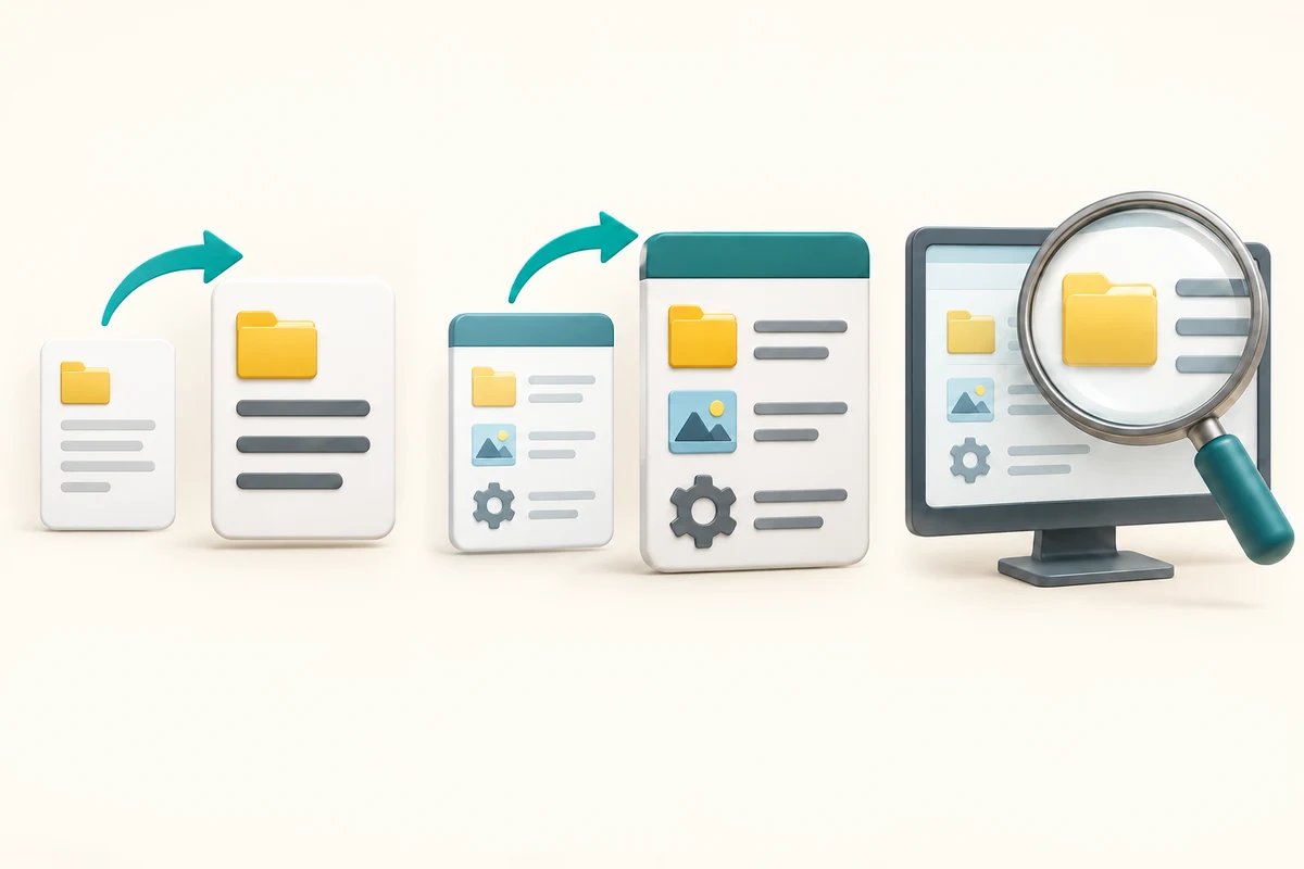 Small document text is enlarged, interface items become larger, and a magnifier shows another way to see details.