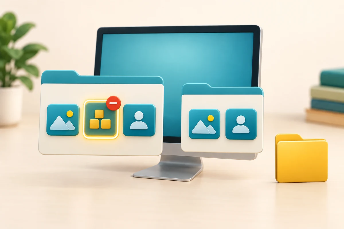 An app inventory loses one selected app while the personal document folder remains separate.