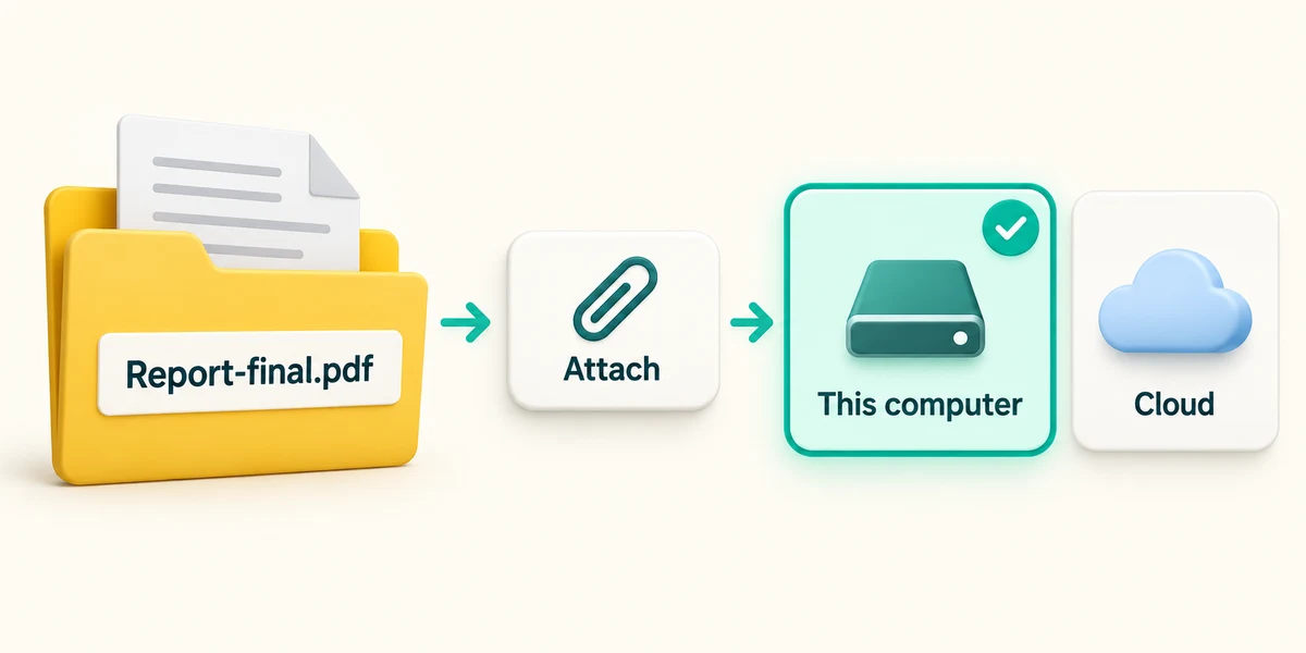 The Attach control offers this computer or cloud as the file source.