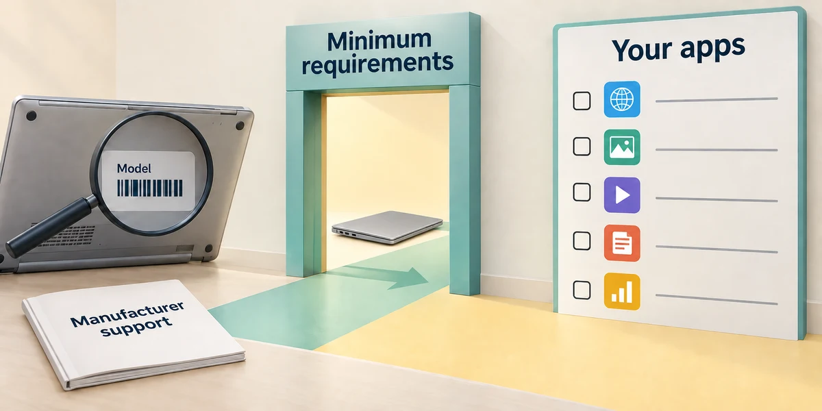 Operating-system minimums are only an entry threshold; exact model support and intended app requirements still need checking.