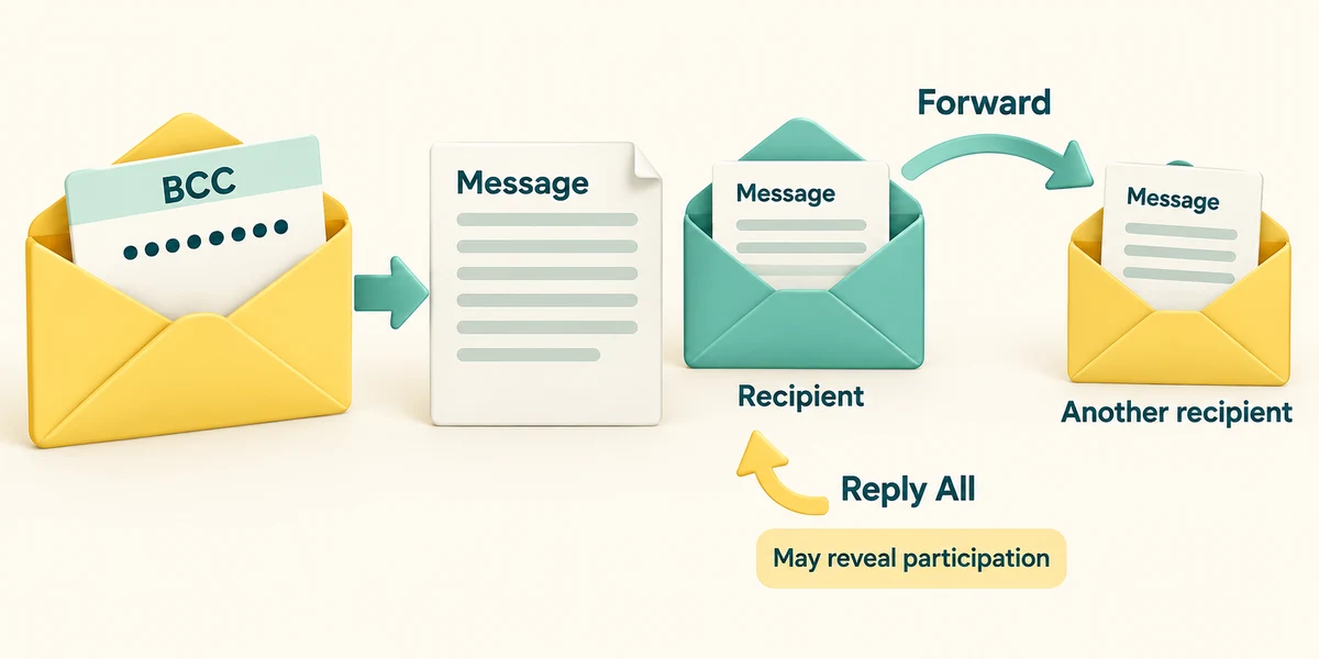 BCC hides addresses from other recipients but does not prevent forwarding or revealing participation.