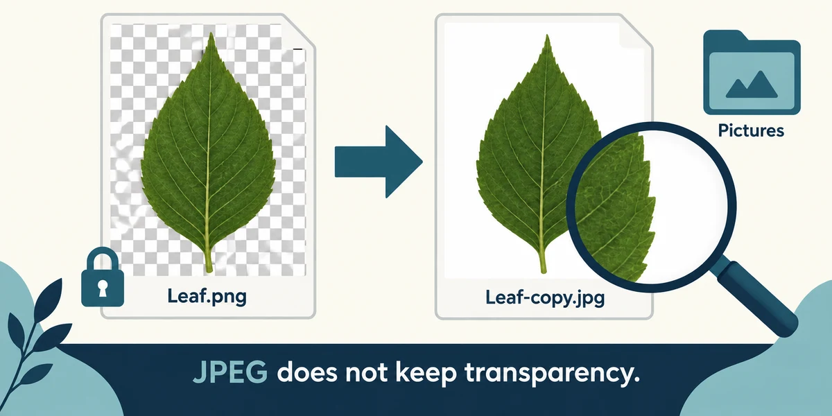 Save a separate copy and check how the chosen format affects transparency and detail.