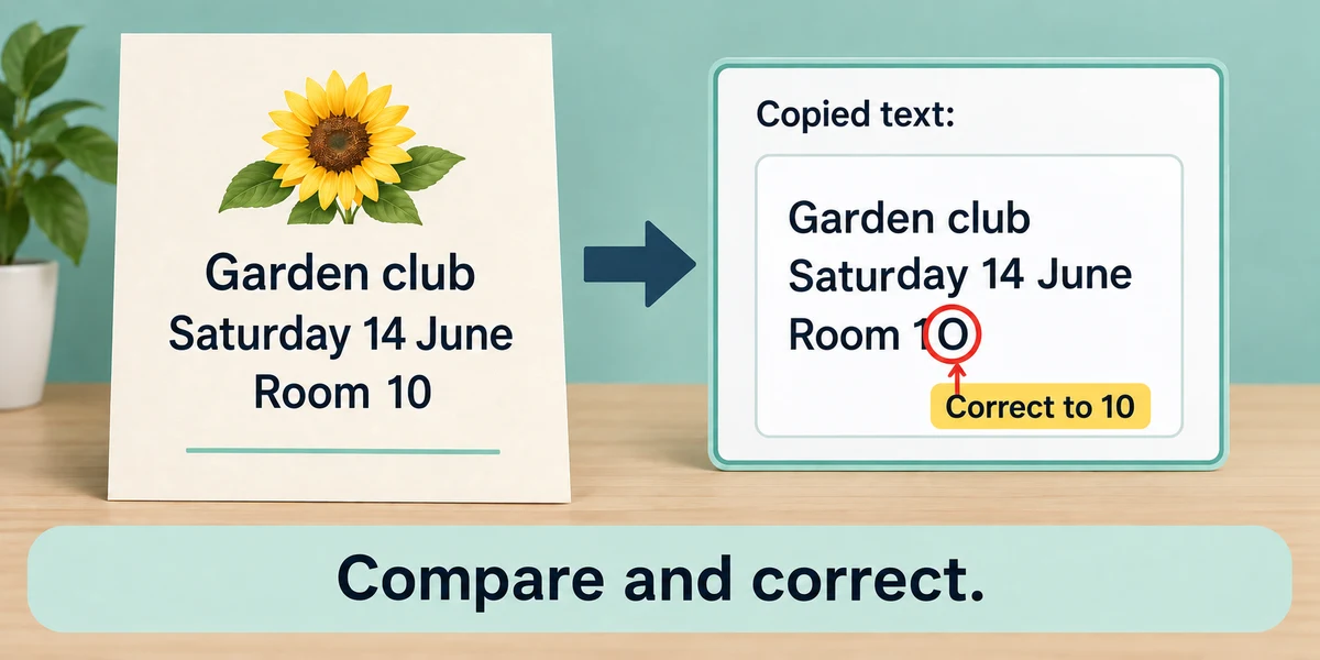 Comparing the picture and copied words reveals letter O substituted for zero in Room 10.
