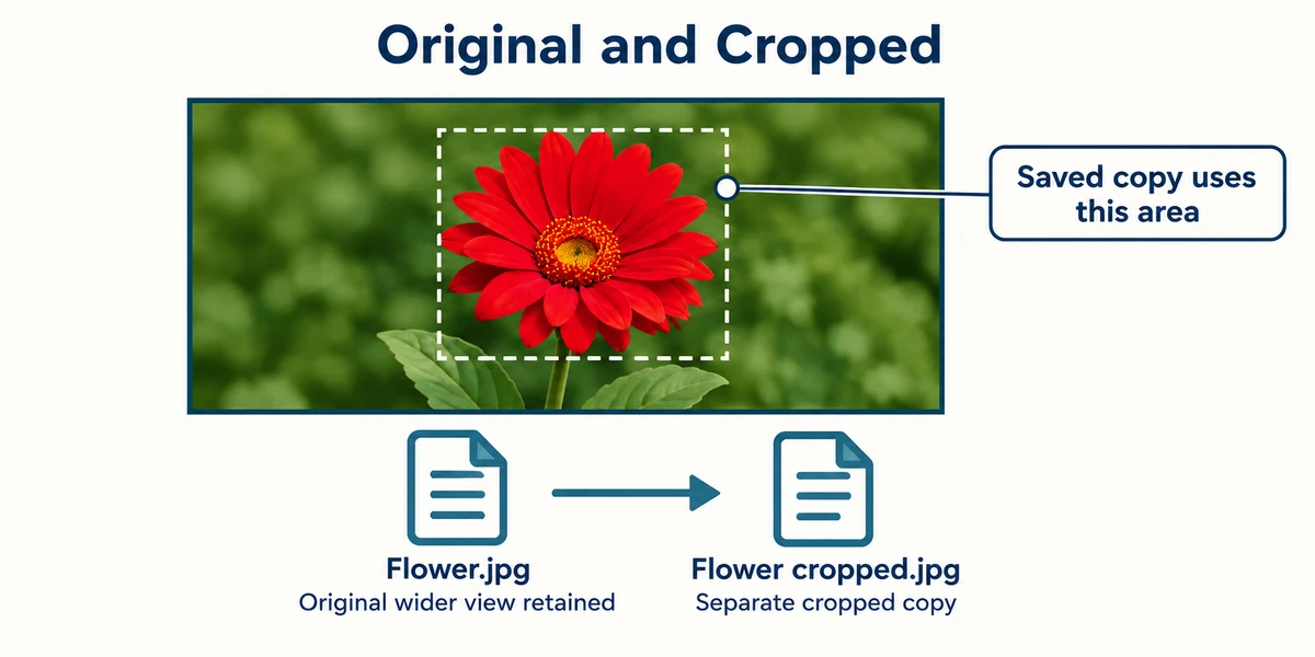 Flower cropped.jpg retains the framed centre of Flower.jpg, while the original keeps the wider view.