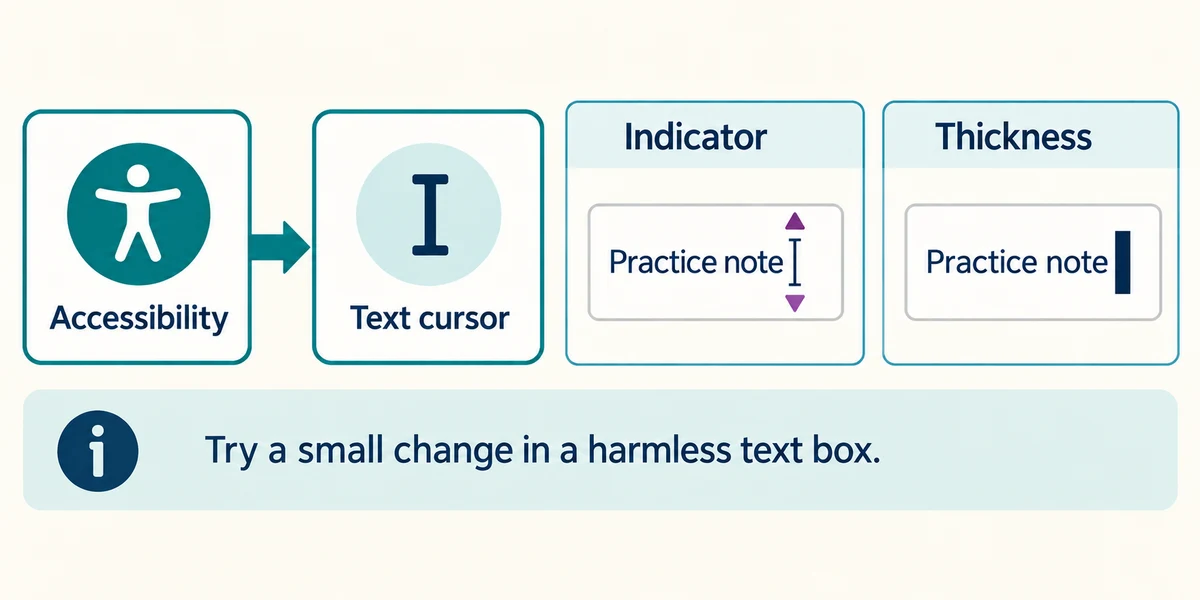Text cursor indicators locate the insertion point; thickness changes the typing mark.