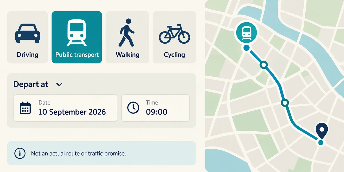 Choose a travel mode and departure time.