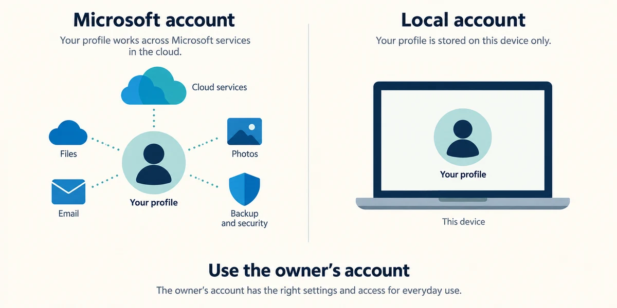 Microsoft and local accounts have different scopes; use the owner's account.