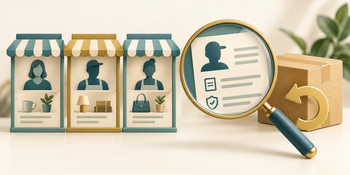 Different sellers are examined individually alongside their delivery and return information.