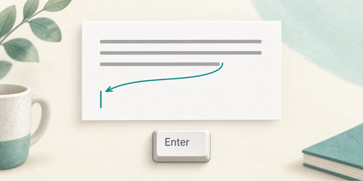 Enter moves from the end of a paragraph to a new paragraph at the left margin.
