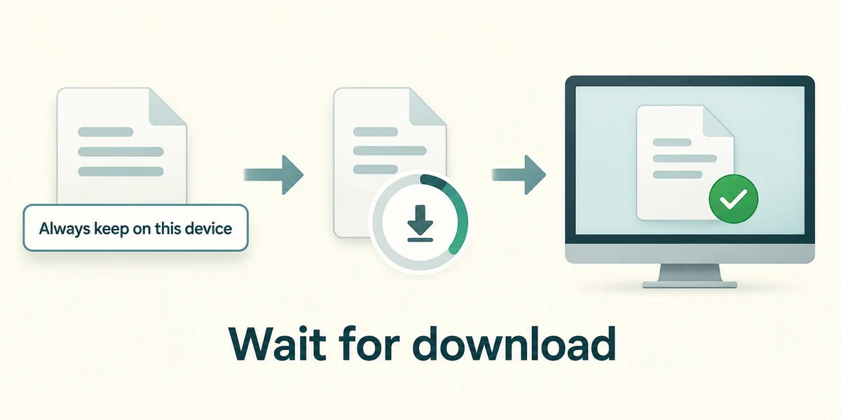 Choose Always keep on this device, wait for download and check the solid green tick.