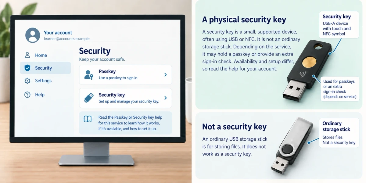 A physical security key is different from a storage stick.