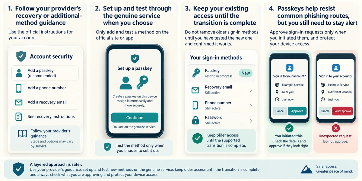 Keep existing access until a supported new sign-in method is tested.