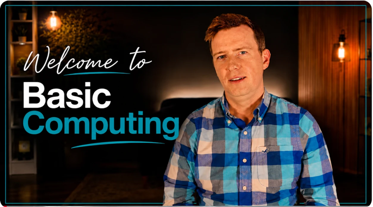 Euan presenting Welcome to Basic Computing on the YouTube channel.