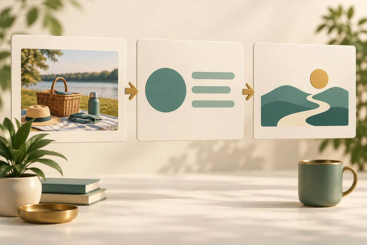 Three distinct slides introduce an outing, explain the idea and suggest a next step.