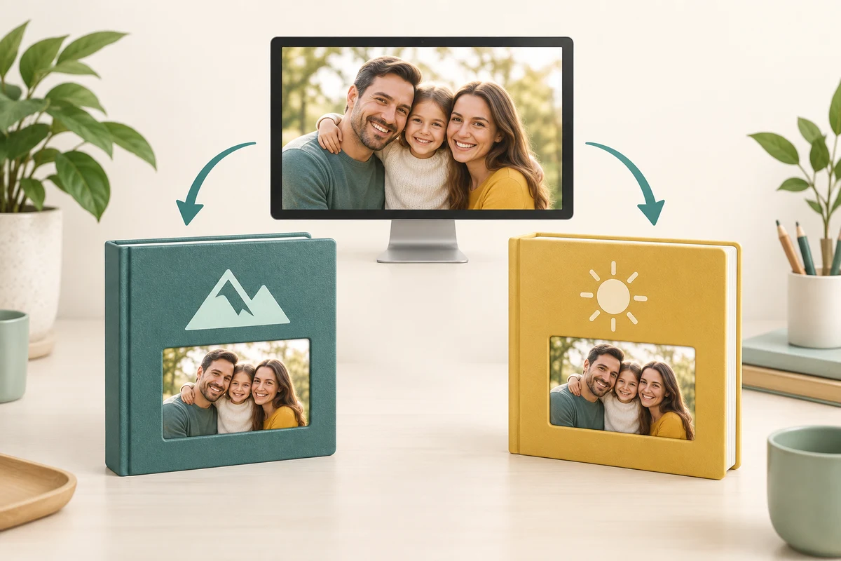 One family photograph is included in two differently themed albums.
