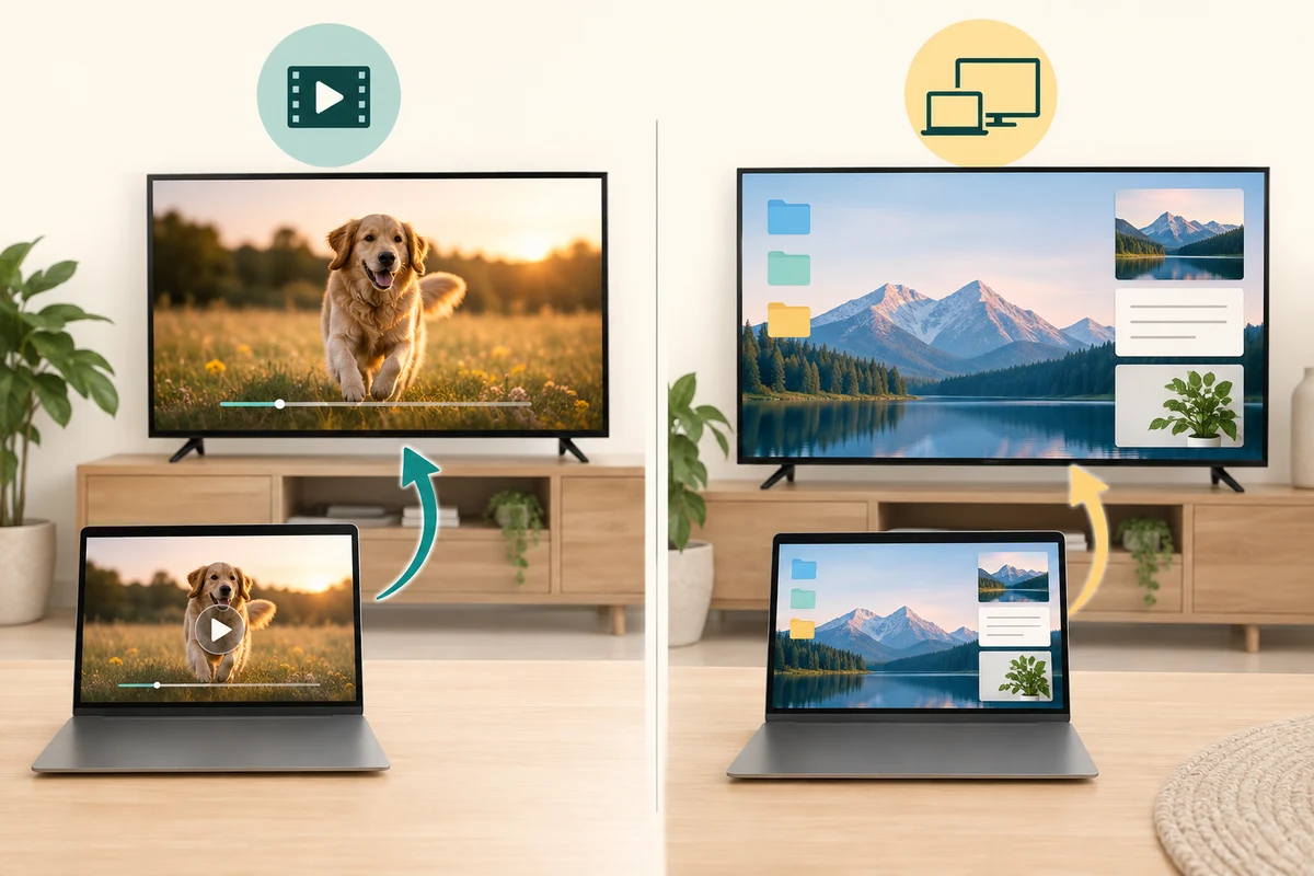 A screen and television show the relationship between mirroring and selected media.