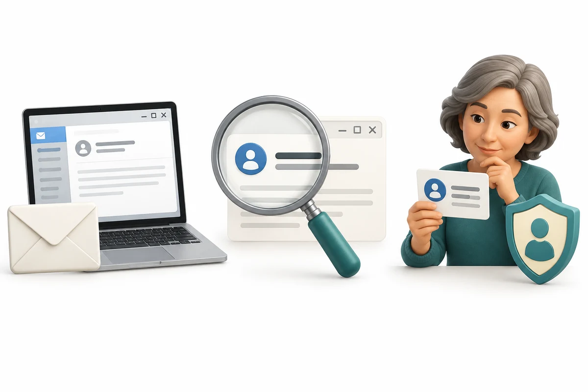 An email, sender inspection and checking through a separate contact.