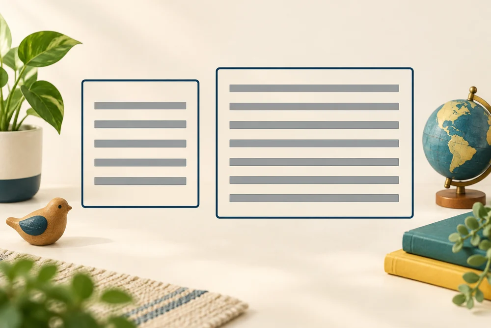 The same document panel is shown at a smaller and larger window size.