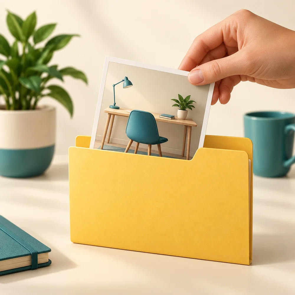 A complete picture of a screen scene is placed in a folder, illustrating saving a screenshot as a file.