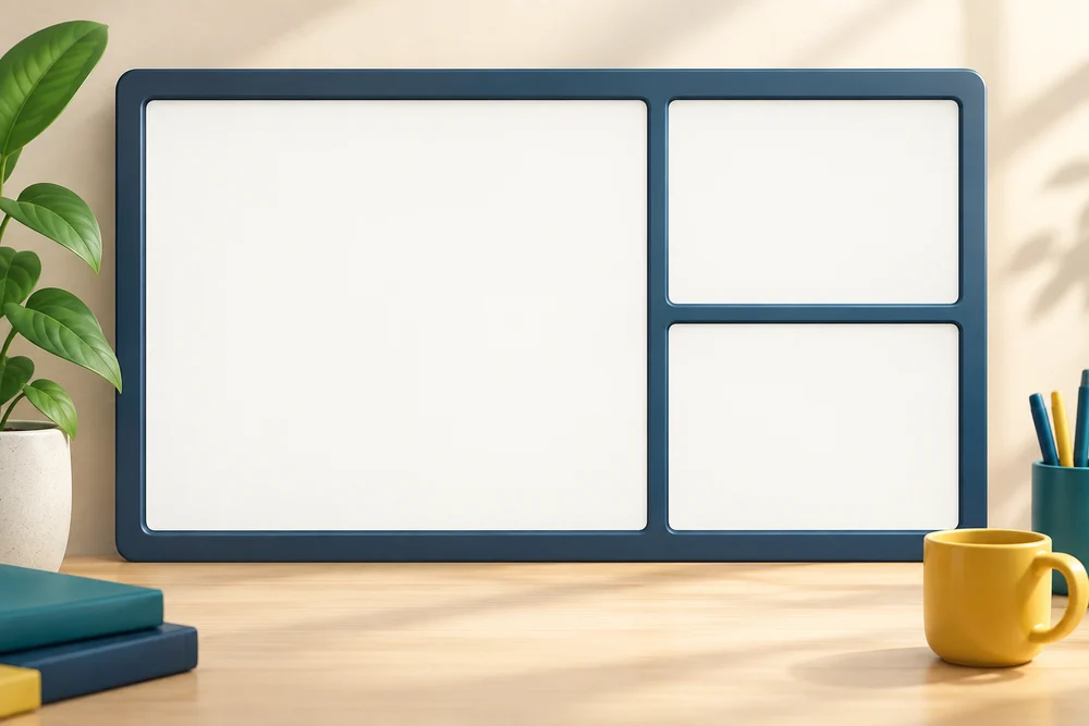 A window layout divides a screen into one large pane and two smaller panes.