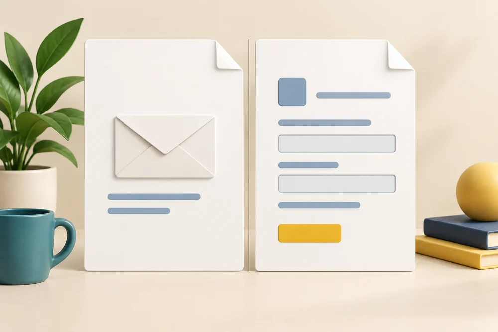 An email panel and document panel sit side by side for viewing together.