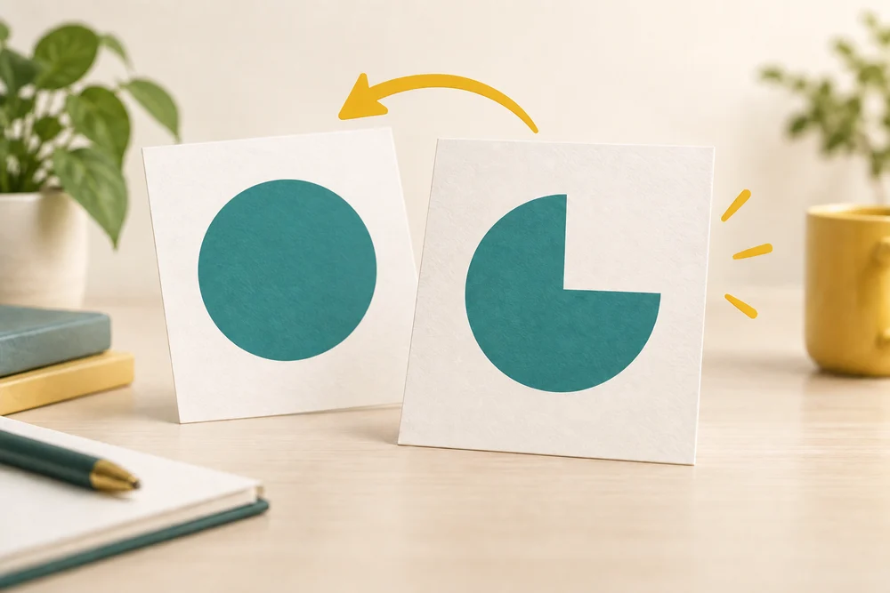 A backward arrow links a changed drawing to its earlier complete circle, illustrating Undo.
